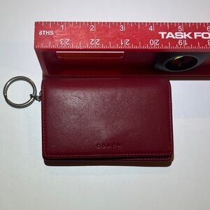 AUTHENTIC COACH VINTAGE RED LEATHER BEDFORD KEYCHAIN WALLET Multi Function Purse